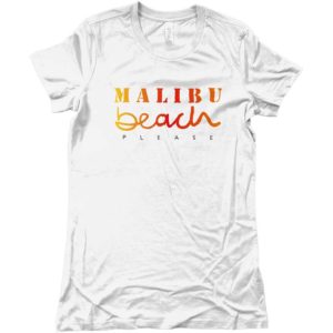 maglietta-DONNA-_MALIBU-BEACH-PLEASE_-BIANCO-ottimo--prezzo-maglie-personalizzate-taglie-piccole-shopping-online-reso-spedizione-veloce-wippio-design-torino