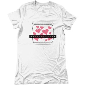 Maglietta-t-shirt casual-simpatiche-stampa-rosa-scritta-heartbreaker-vendita-napoli